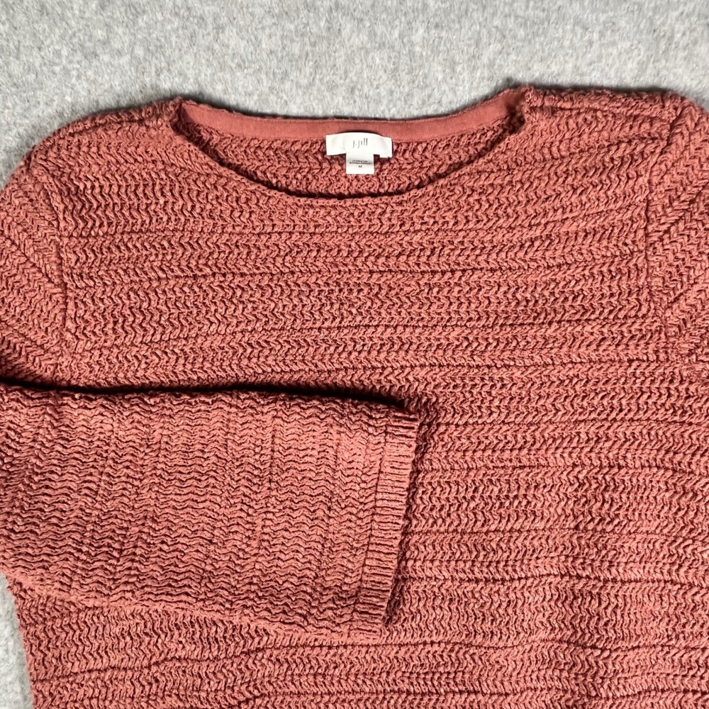 J. Jill Medium Women Dusty Rose Textured Knit Sweater 3/4 Sleeve Tunic Top Shirt
